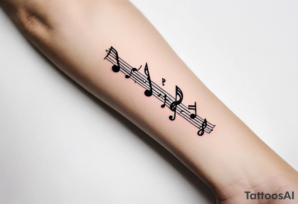 Staff music notation small tattoo on forearm tattoo idea