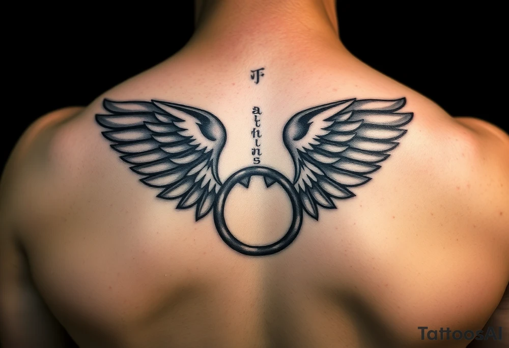 “Wing that shows struggle without glorifying ‘brokenness’—more mended/covered/cared for. Clean blackwork, gentle shading, small scripture reference optional, autism-affirming infinity loop (not puzzle piece tattoo idea “Wing that shows struggle without glorifying ‘brokenness’—more mended/covered/cared for. Clean blackwork, gentle shading, small scripture reference optional, autism-affirming infinity loop (not puzzle piece tattoo idea