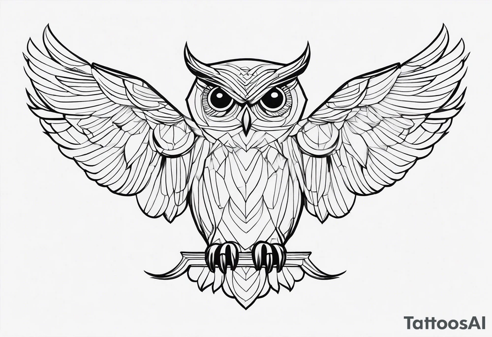 owl outline tattoo idea