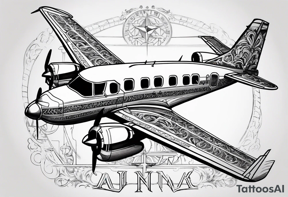 Plane Cross with Roman numeral Jan 18 2023 tattoo idea