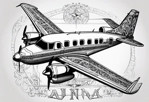 Plane Cross with Roman numeral Jan 18 2023 tattoo idea