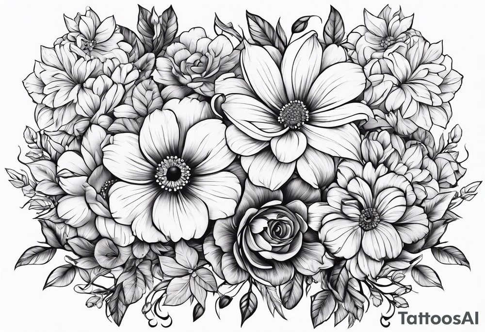 ornaments of flowers tattoo idea