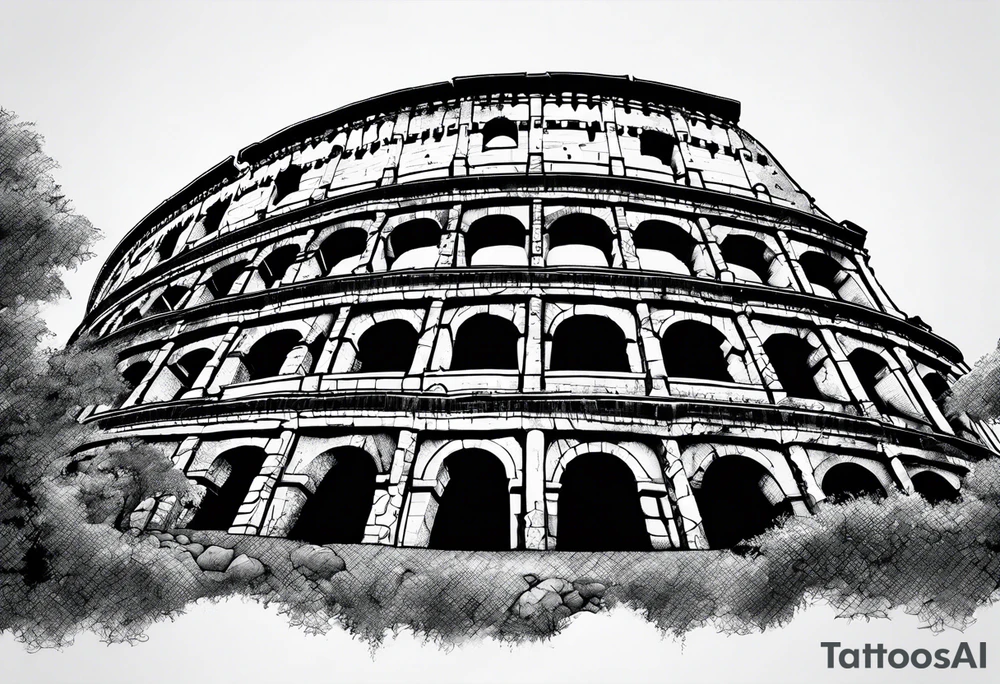 Dystopian colosseum tattoo idea