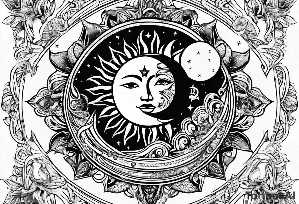 Sun and moon tattoo idea