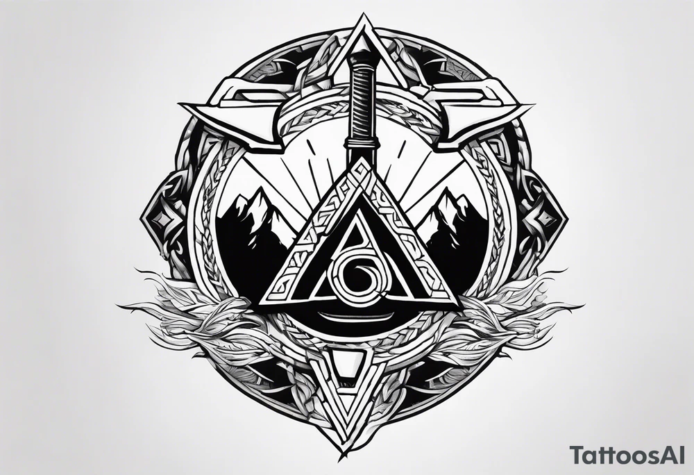 Valhalla shield valknut sword axe tattoo idea