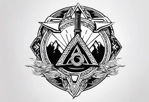 Valhalla shield valknut sword axe tattoo idea