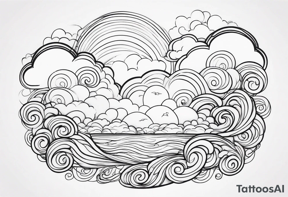heaven clouds swirl vignette tattoo idea