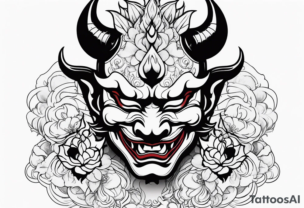 hannya with gueixa and smoke tattoo idea