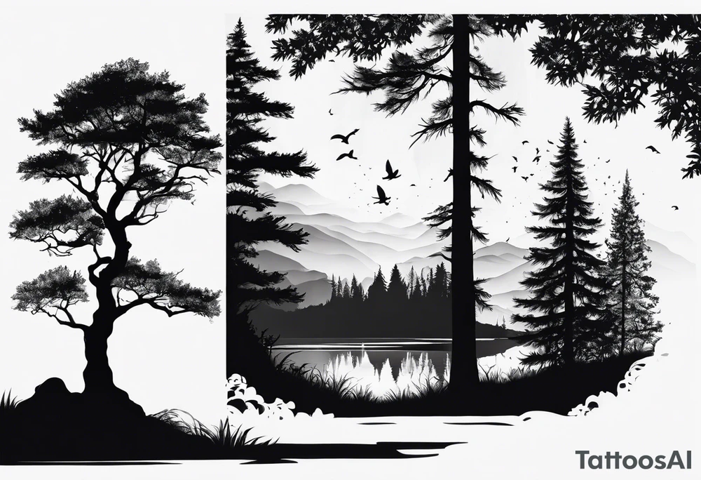 Bäume silhouette tattoo idea