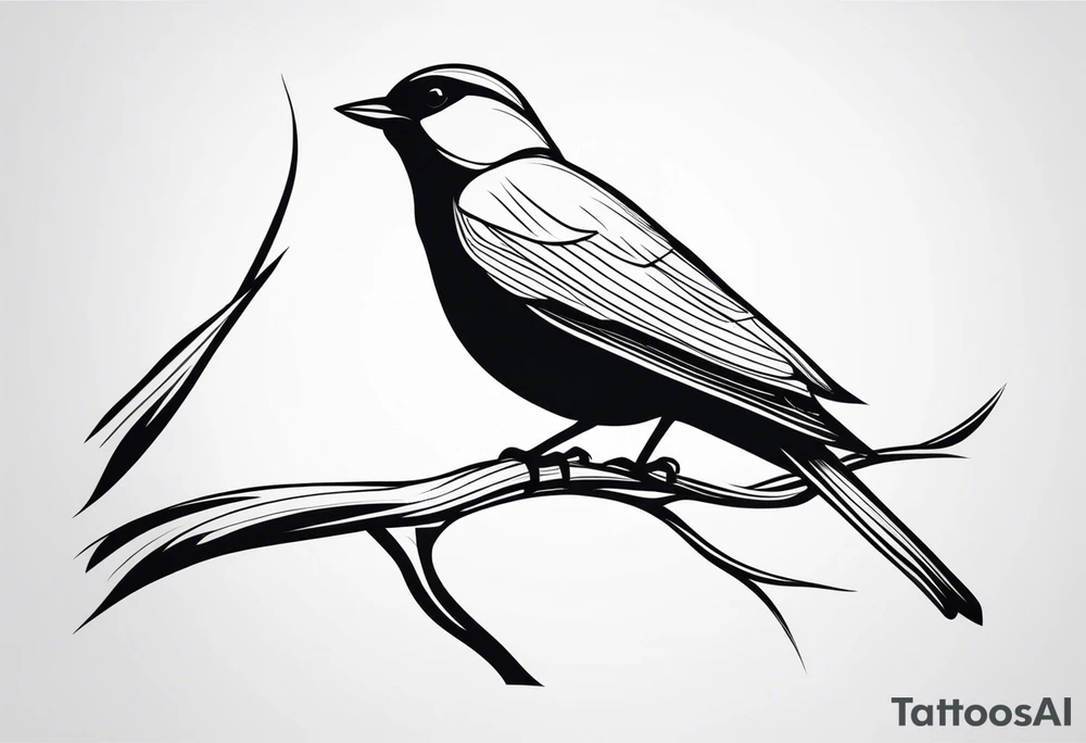 A bird perched on a tree branch. tattoo idea