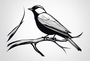 A bird perched on a tree branch. tattoo idea