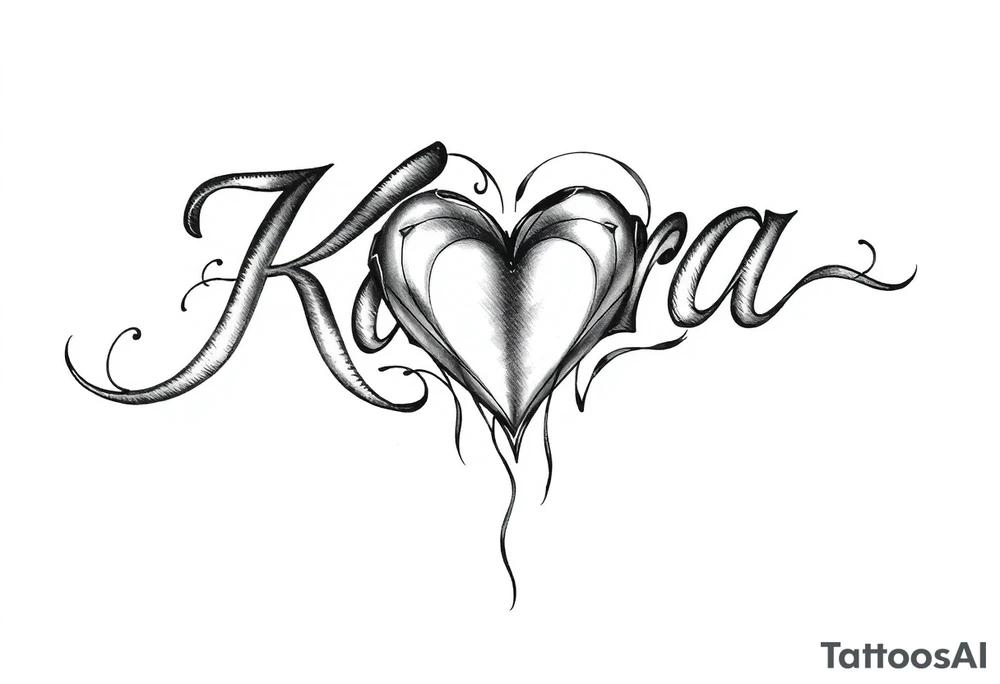 The name Kara with a heart tattoo idea