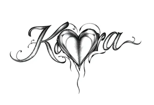 The name Kara with a heart tattoo idea