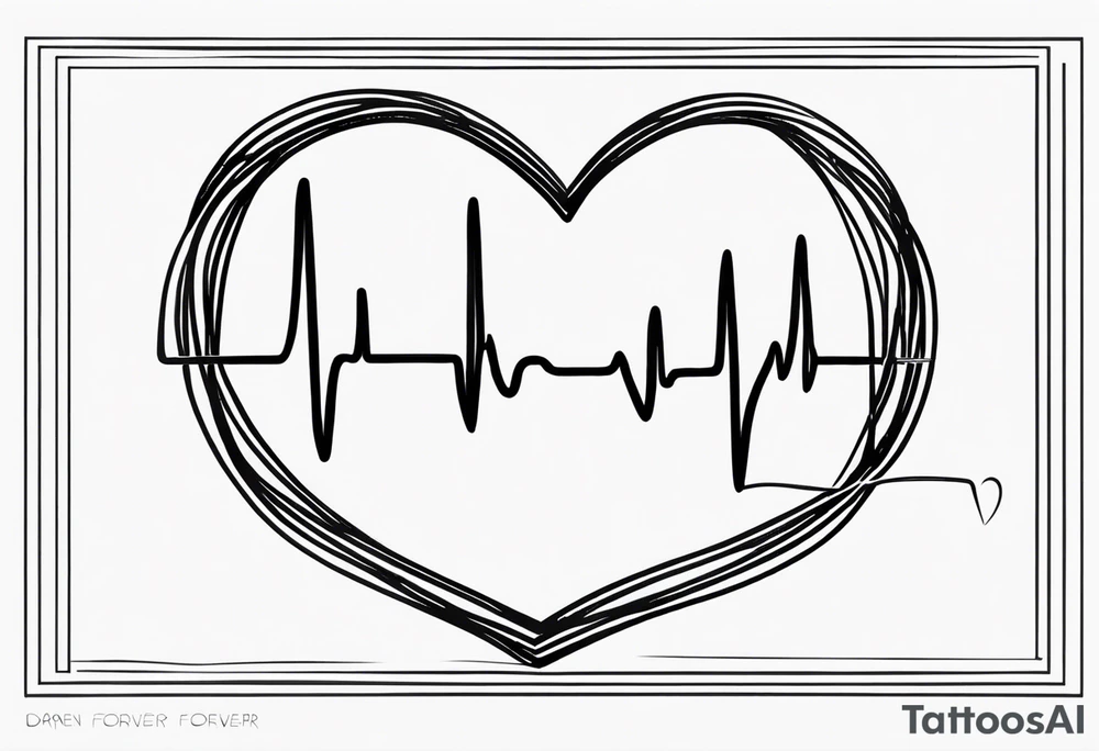 Heartbeat line intertwined with the words Darren Forever tattoo idea