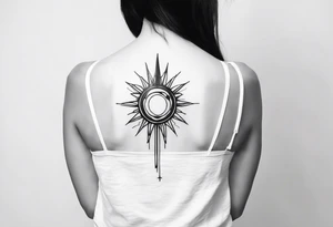 spine tattoo with a halo and emg tattoo idea