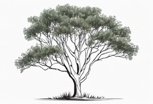 eucalyptus tree, simple, small, soft lines tattoo idea