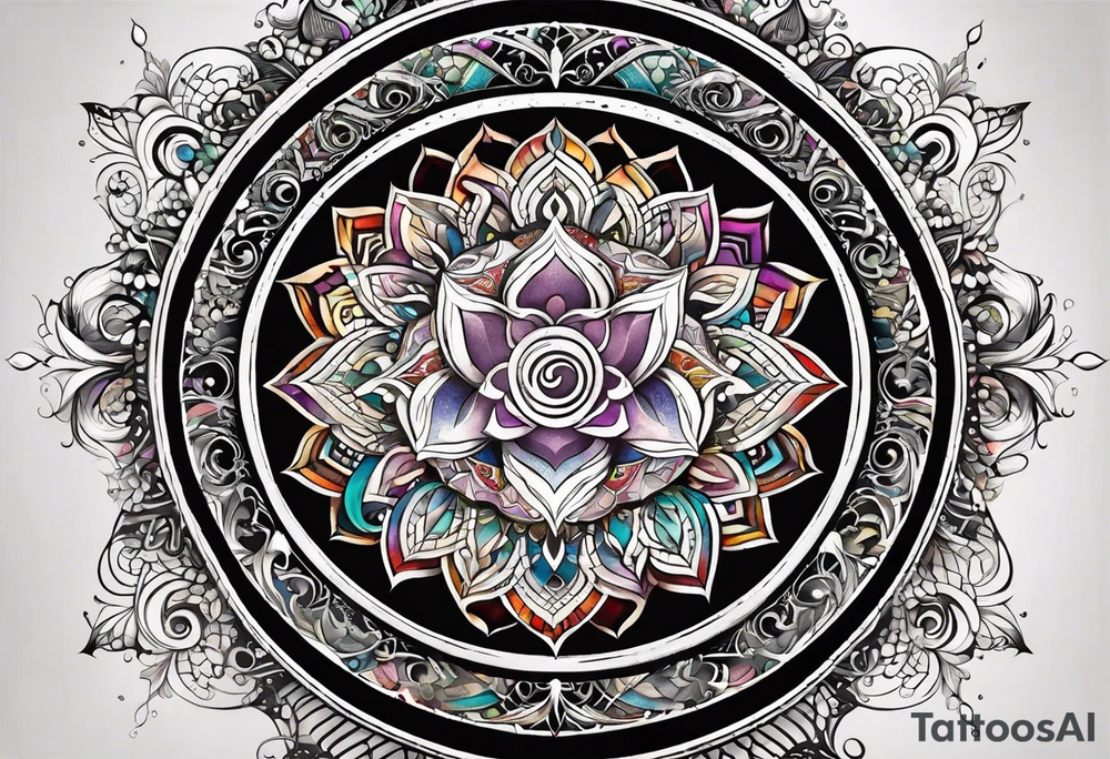 Om geometric earthly spiral chakra, spiritual for the side of the neck tattoo idea
