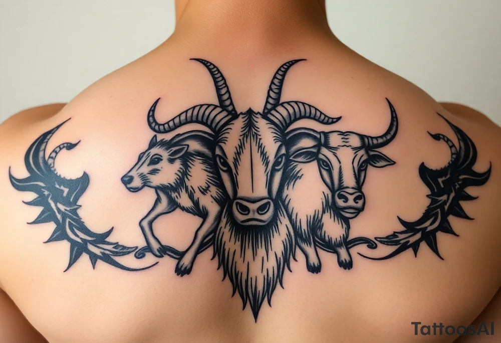 Rat, goat, dog, ox tattoo idea