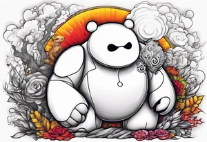 baymax beside groot tattoo idea