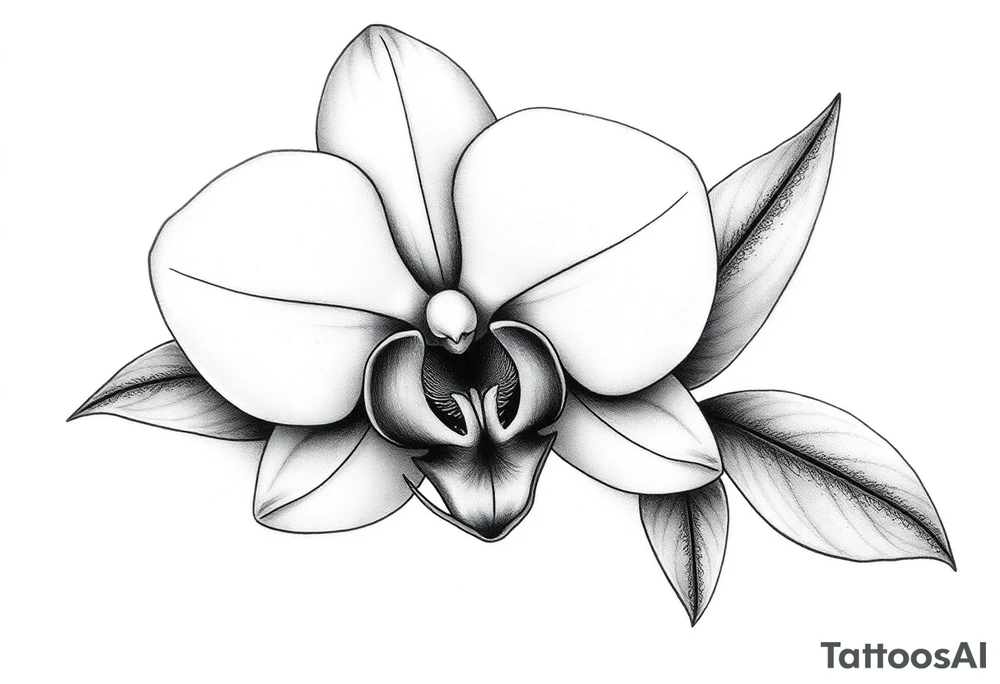 orchid with leavs tattoo idea