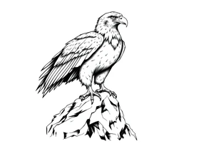 an eagle stands on a rock ,landscape. tattoo idea