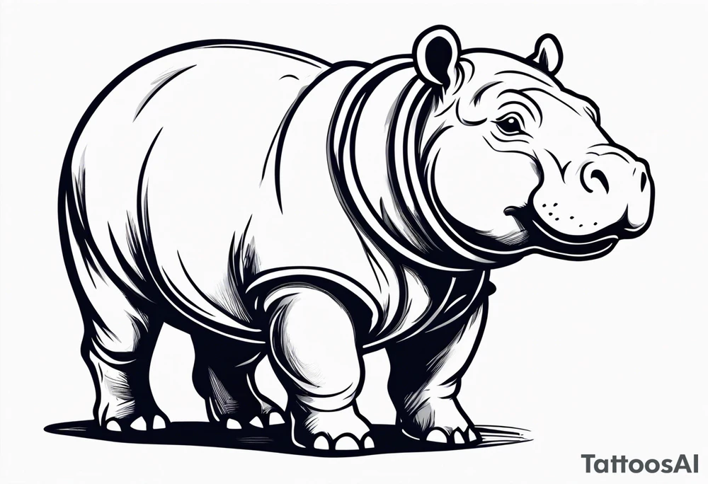 Baby hippo wearing overalls tattoo idea