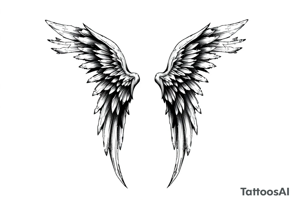 Long Angelwings tattoo idea