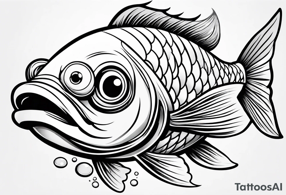 Mean looking cartoon fish tattoo idea
