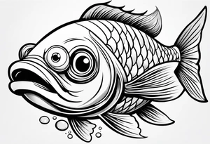 Mean looking cartoon fish tattoo idea