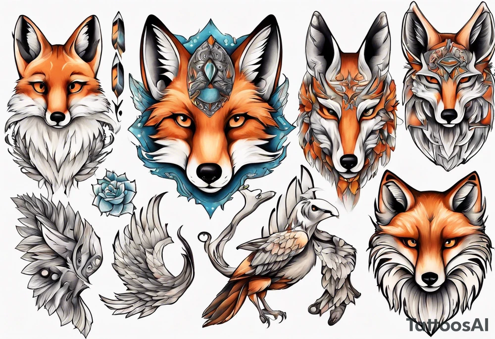 ein Tier aus Fuchs und Eule tattoo idea