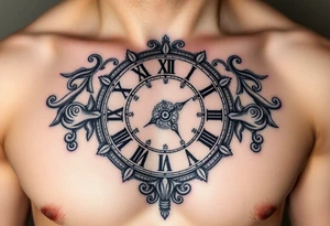 vintage roman numerals within ornate clockwork mechanism showing 4:20 tattoo idea