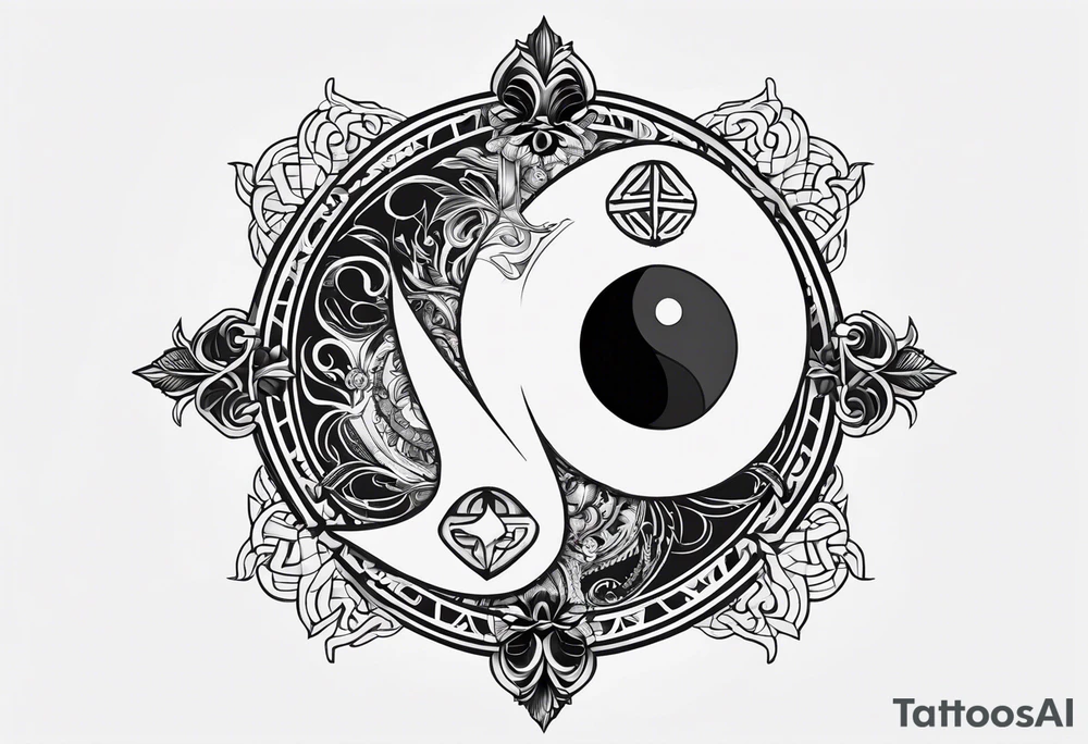 sword consistency ying yang tattoo idea