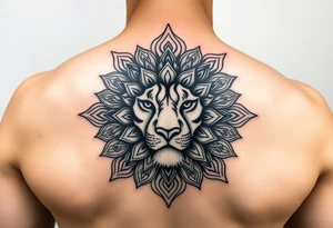 mandala pattern lion tattoo idea