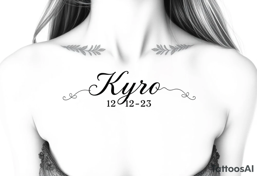 the name Kyro with birthday 12-12-23 tattoo idea