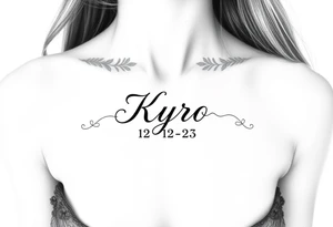 the name Kyro with birthday 12-12-23 tattoo idea