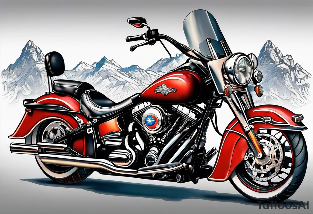Traditional style incorporating world travel, Texas, Colorado and motorcycles tattoo idea
