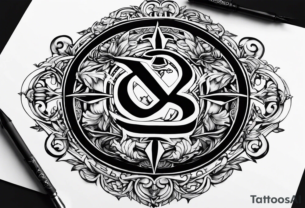Greek Capital Letter Omega symbol death metal style tattoo idea