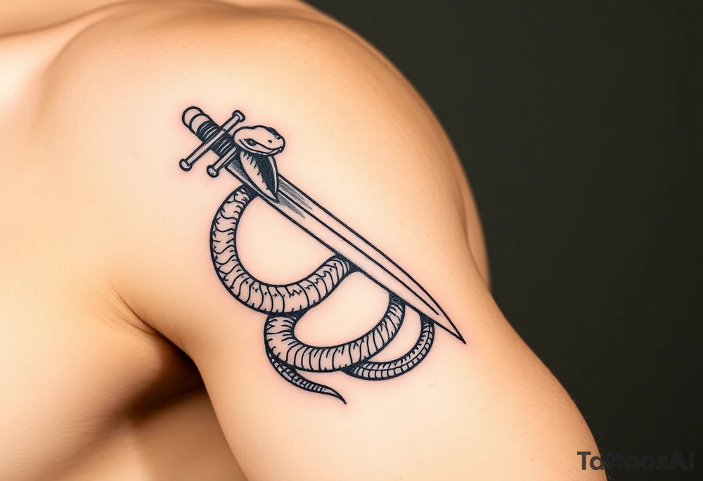 a snake crawl on a sword. tattoo idea