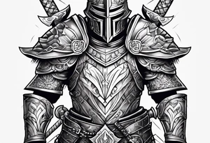 Armor arms full with sword tattoo idea