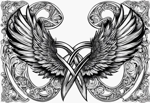 Infinity sign dates January 1, 1959 to February 2, 2016 and angle wings in the background tattoo idea
