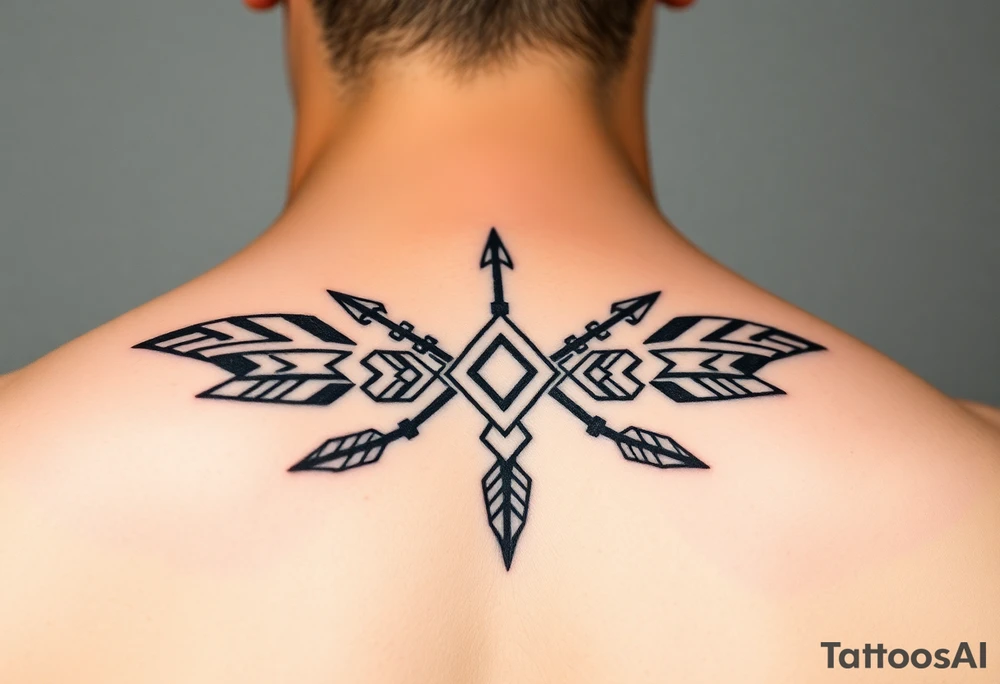 Aztec tribal tattoo with shapes and arrows tattoo idea