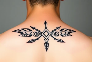 Aztec tribal tattoo with shapes and arrows tattoo idea