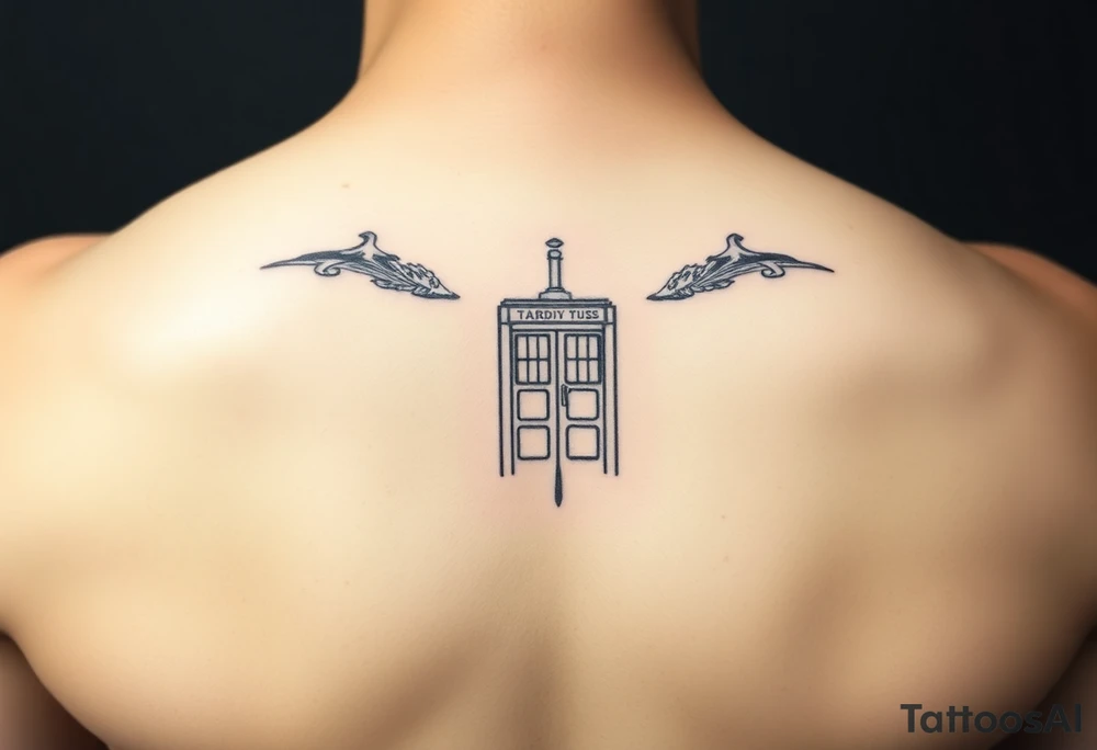 tardis futuristic colorful tattoo idea