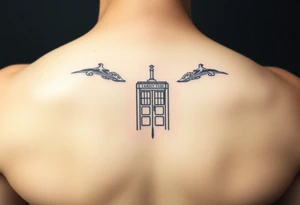 tardis futuristic colorful tattoo idea