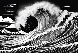 TIDAL WAVE OVER A MOUNTAIN tattoo idea