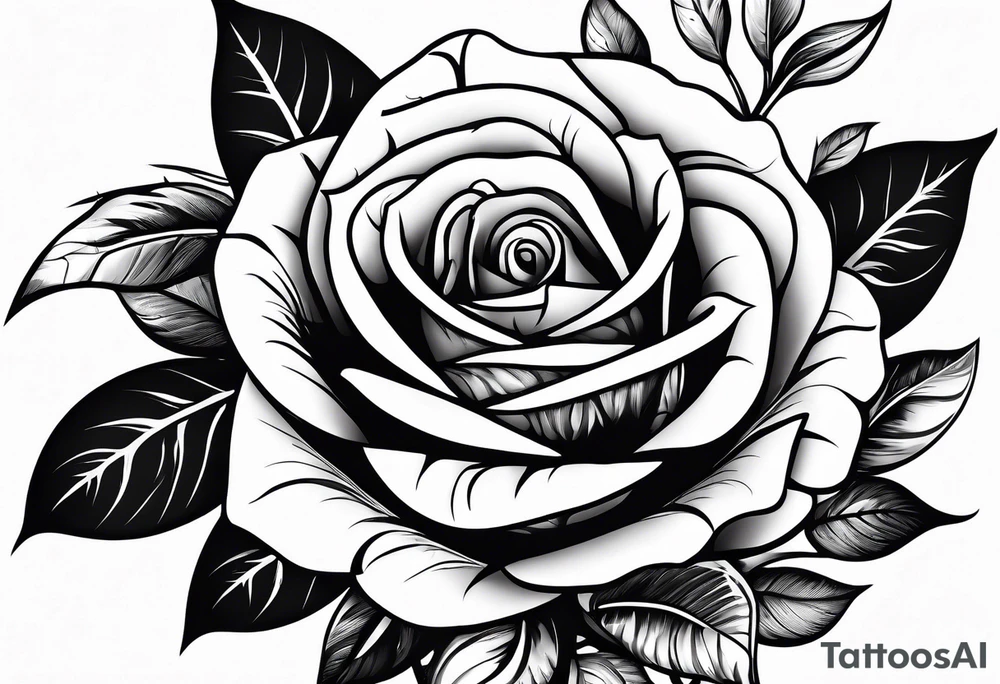 A black tattoo with a rose growing out of a bullet tattoo idea