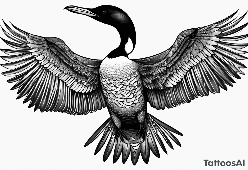 Loon stretching wings tattoo idea