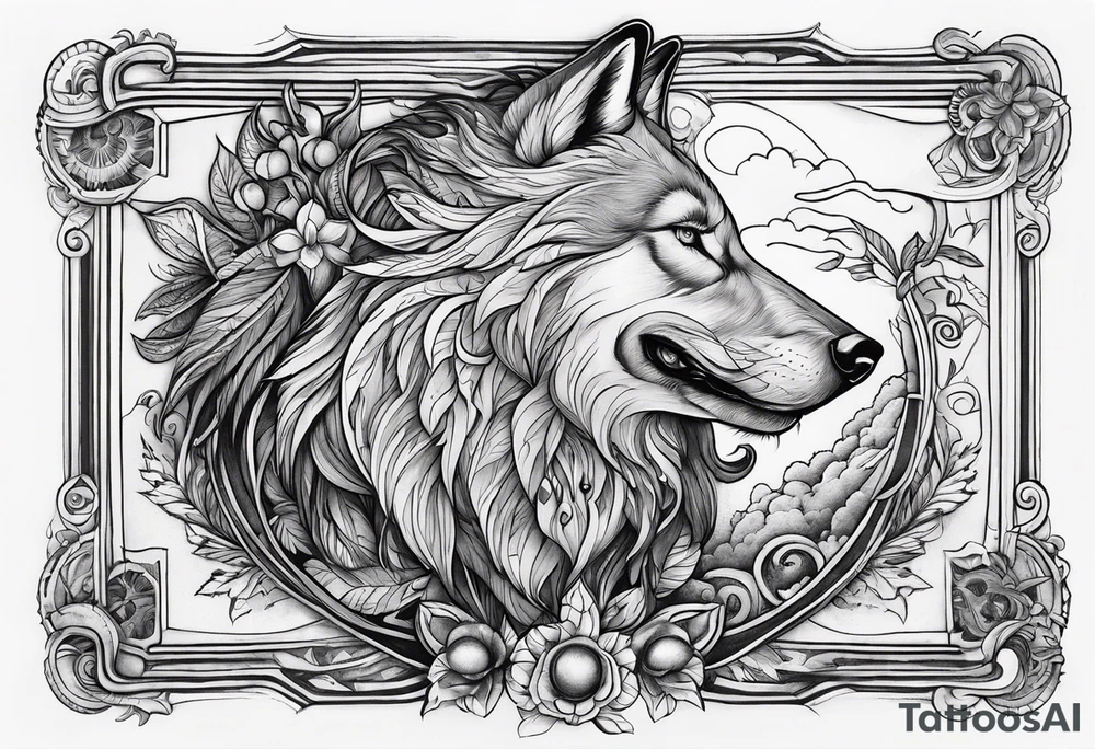 Lobo con Caperucita roja tattoo idea