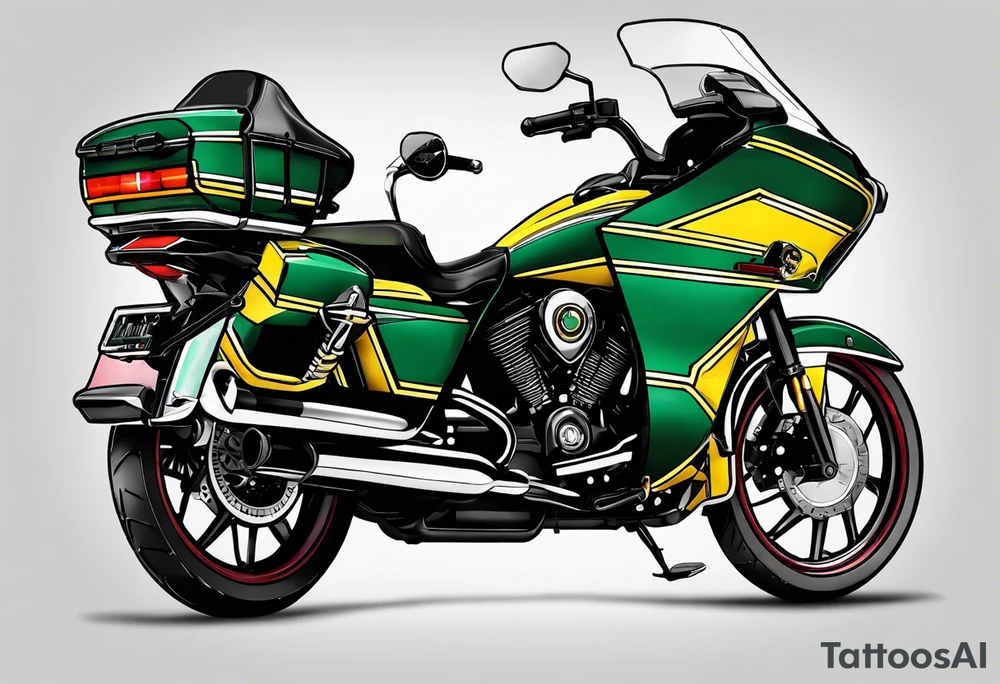 Number 24 with colors green, yellow, maroon and black tattoo idea
