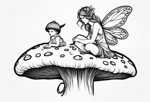 fairy on mushroom tattoo idea